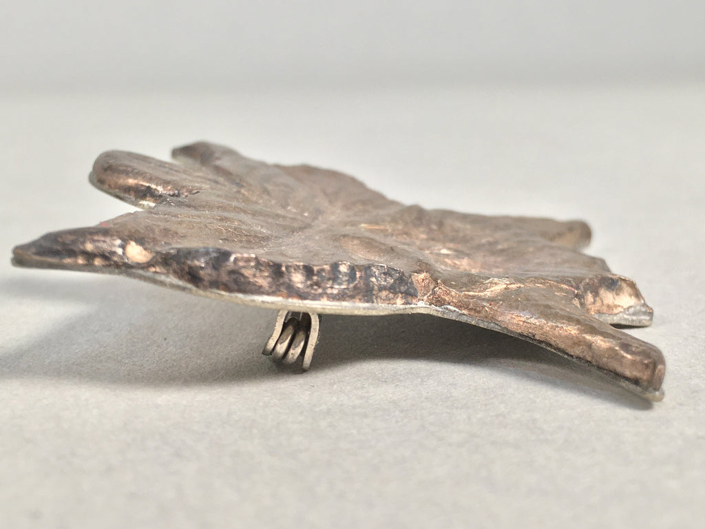 Japanese Metal Brooch Vtg Badge Pin Flower Leaf Petal JK107
