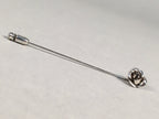 Japanese Metal Brooch Vtg Badge Pin Flower Rose 3-Dimensional 3D Silver JK106