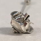 Japanese Metal Brooch Vtg Badge Pin Flower Rose 3-Dimensional 3D Silver JK106