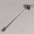 Japanese Metal Brooch Vtg Badge Pin Flower Rose 3-Dimensional 3D Silver JK106