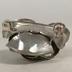 Japanese Metal Brooch Vtg Badge Pin Flower Rose 3-Dimensional 3D Silver JK82