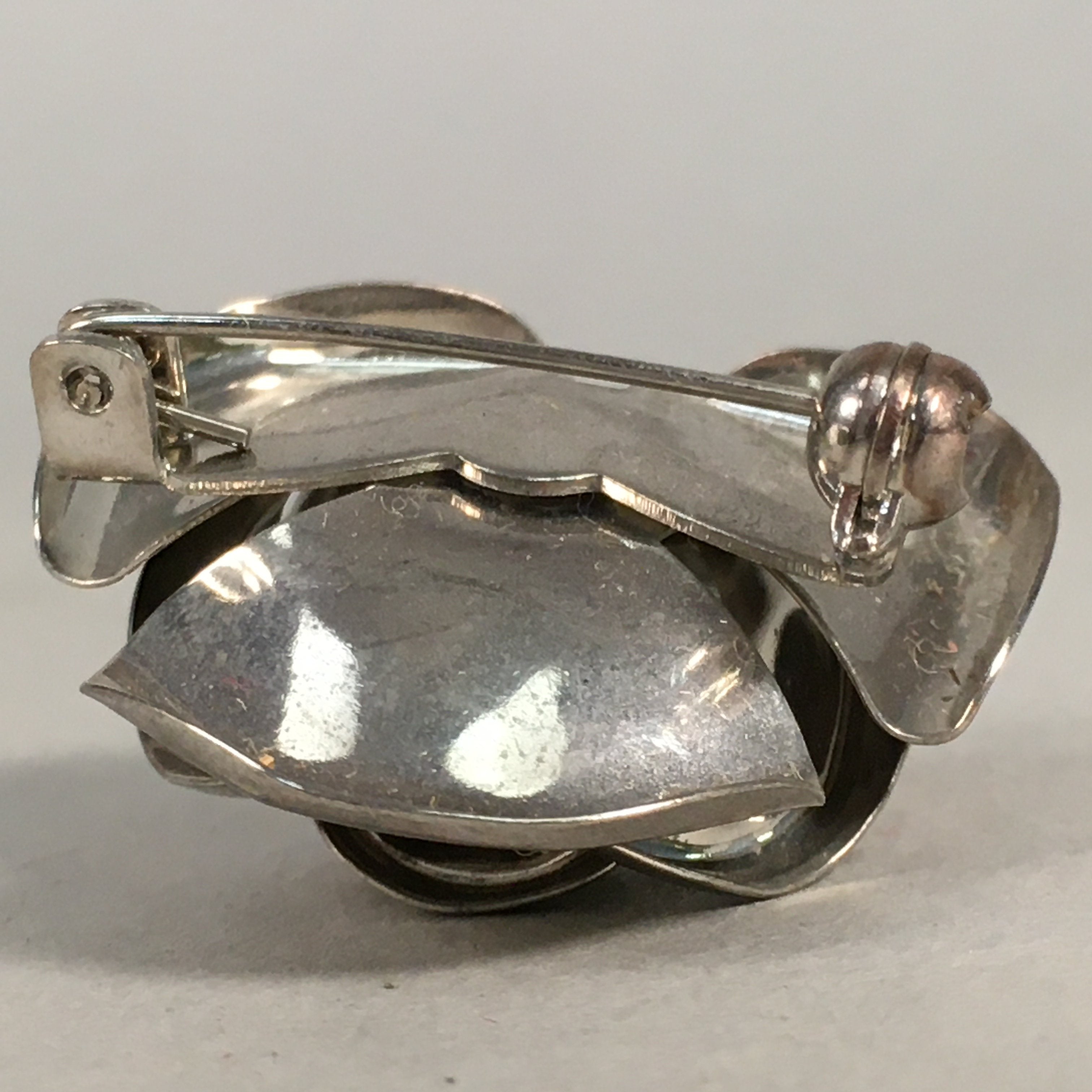 Japanese Metal Brooch Vtg Badge Pin Flower Rose 3-Dimensional 3D Silver JK82