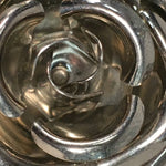 Japanese Metal Brooch Vtg Badge Pin Flower Rose 3-Dimensional 3D Silver JK82