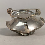 Japanese Metal Brooch Vtg Badge Pin Flower Rose 3-Dimensional 3D Silver JK82