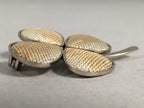 Japanese Metal Brooch Vtg Badge Pin Four-Leaf Clover Lucky JK63