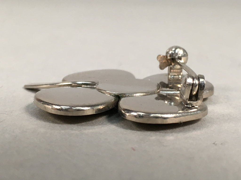 Japanese Metal Brooch Vtg Badge Pin Four-Leaf Clover Lucky JK63