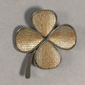 Japanese Metal Brooch Vtg Badge Pin Four-Leaf Clover Lucky JK63