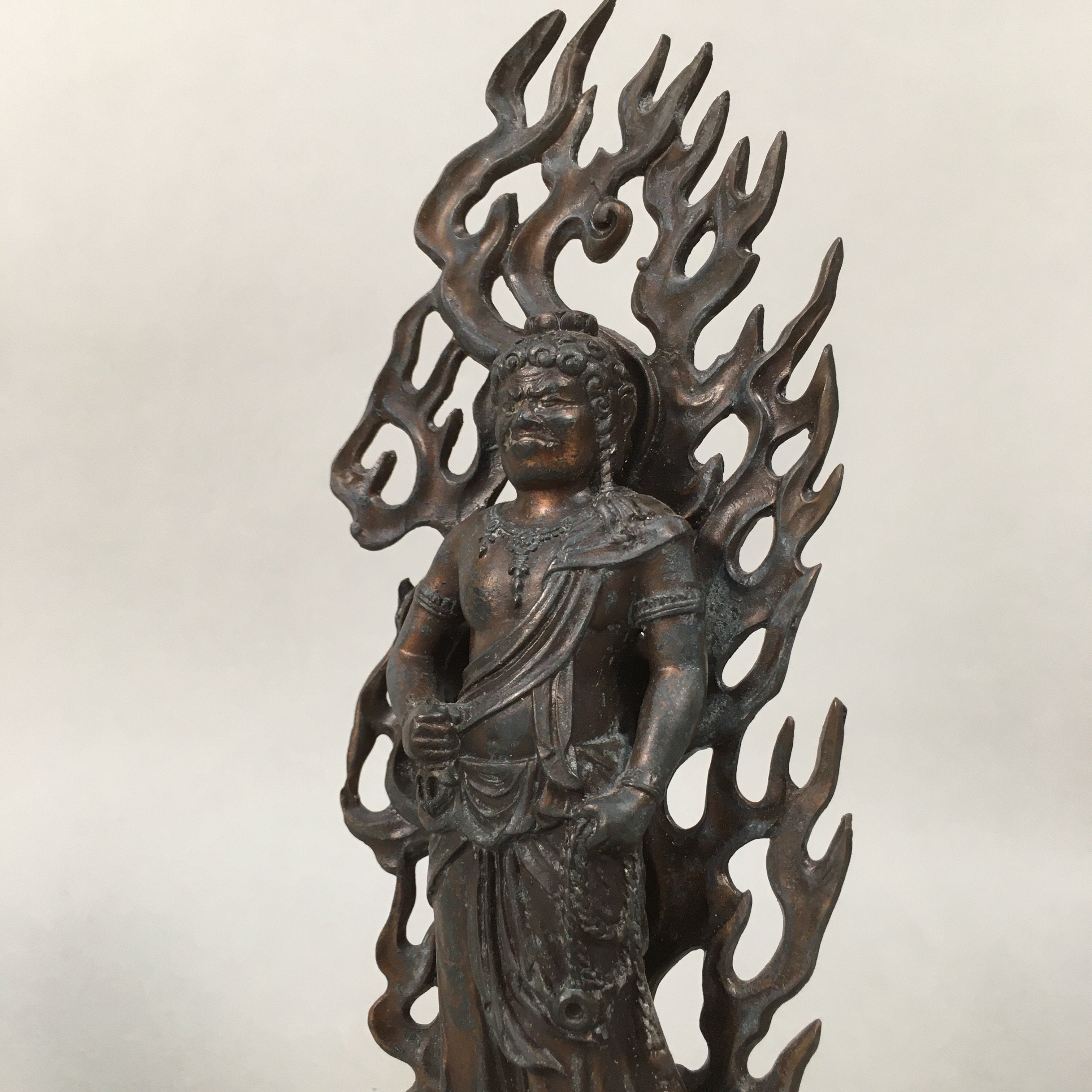 Japanese Metal Buddhist Statue Vtg Myoo Wisdom King Guardian Buddhism BD608