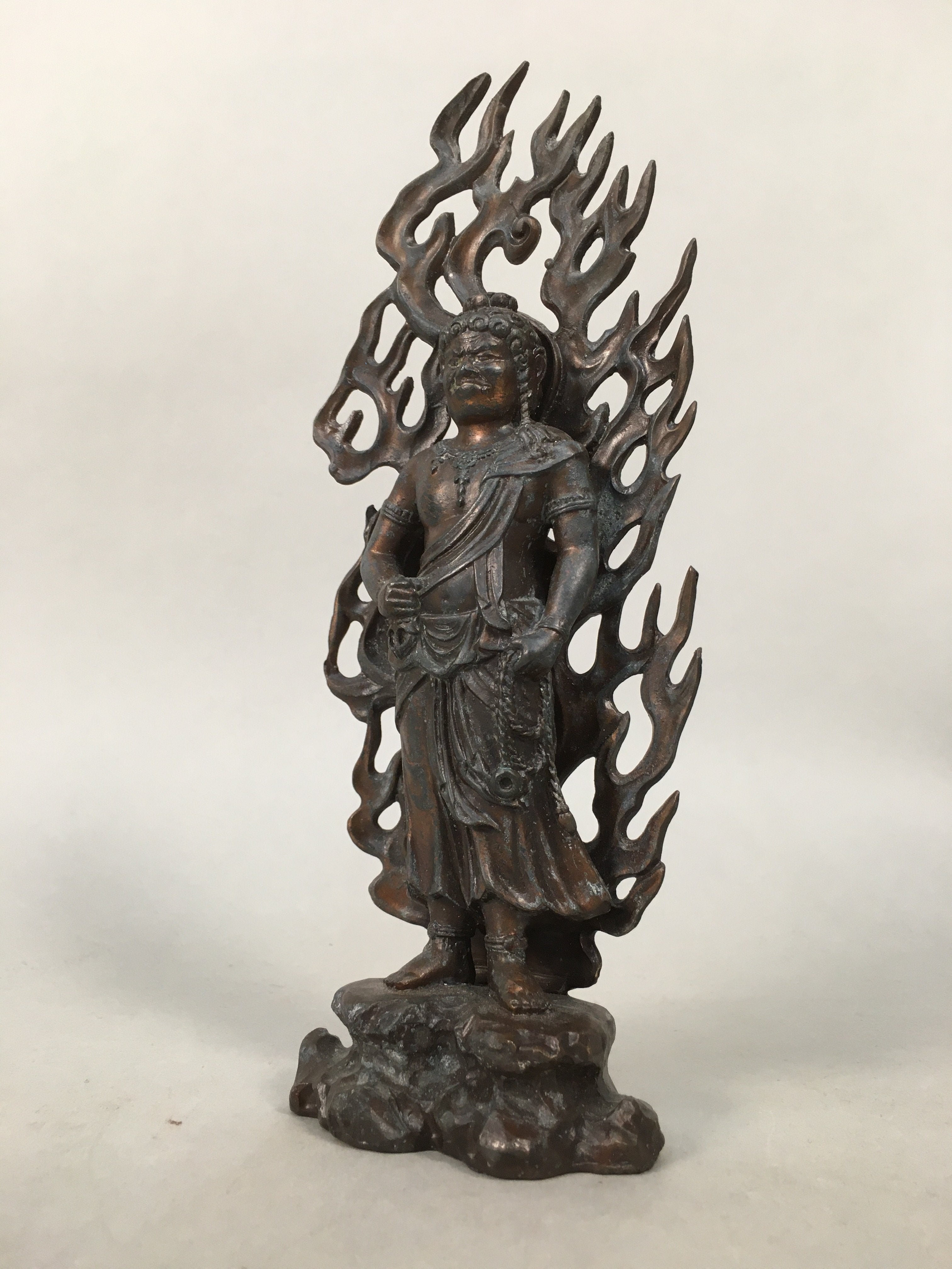 Japanese Metal Buddhist Statue Vtg Myoo Wisdom King Guardian Buddhism BD608