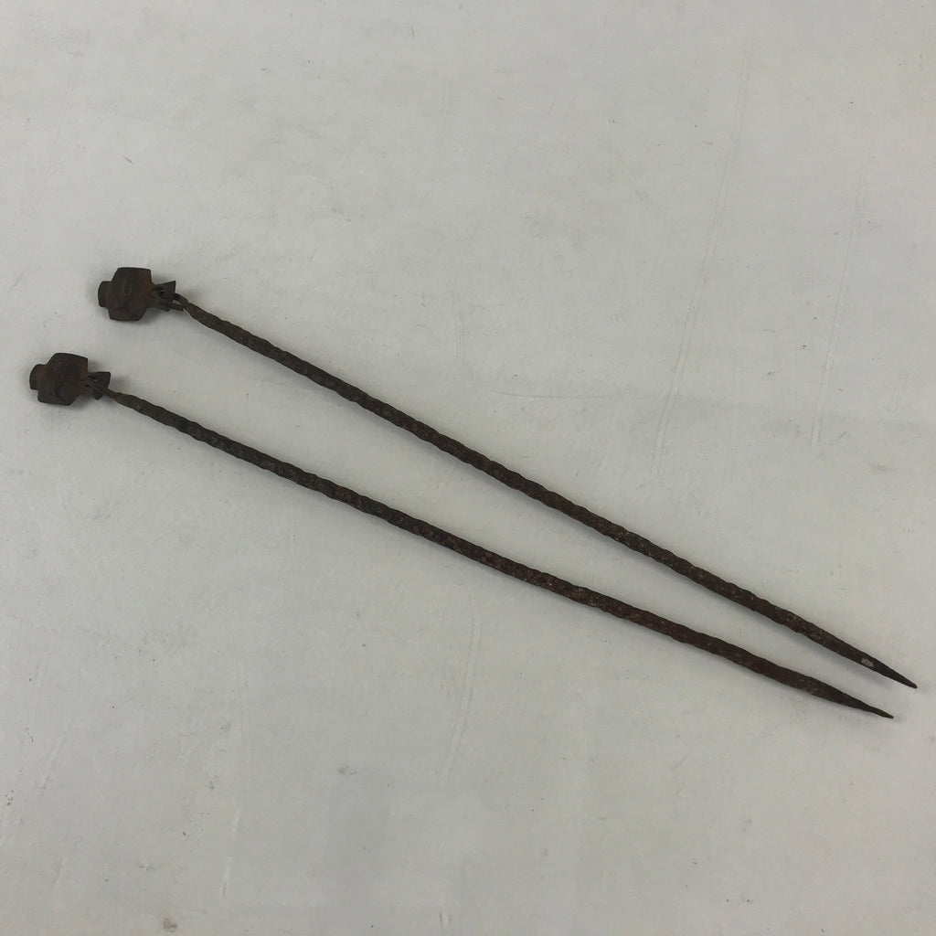 Japanese Metal Chopsticks Hibashi Charcoal Brazier Ash Pot Vtg Fire Pit Hibachi