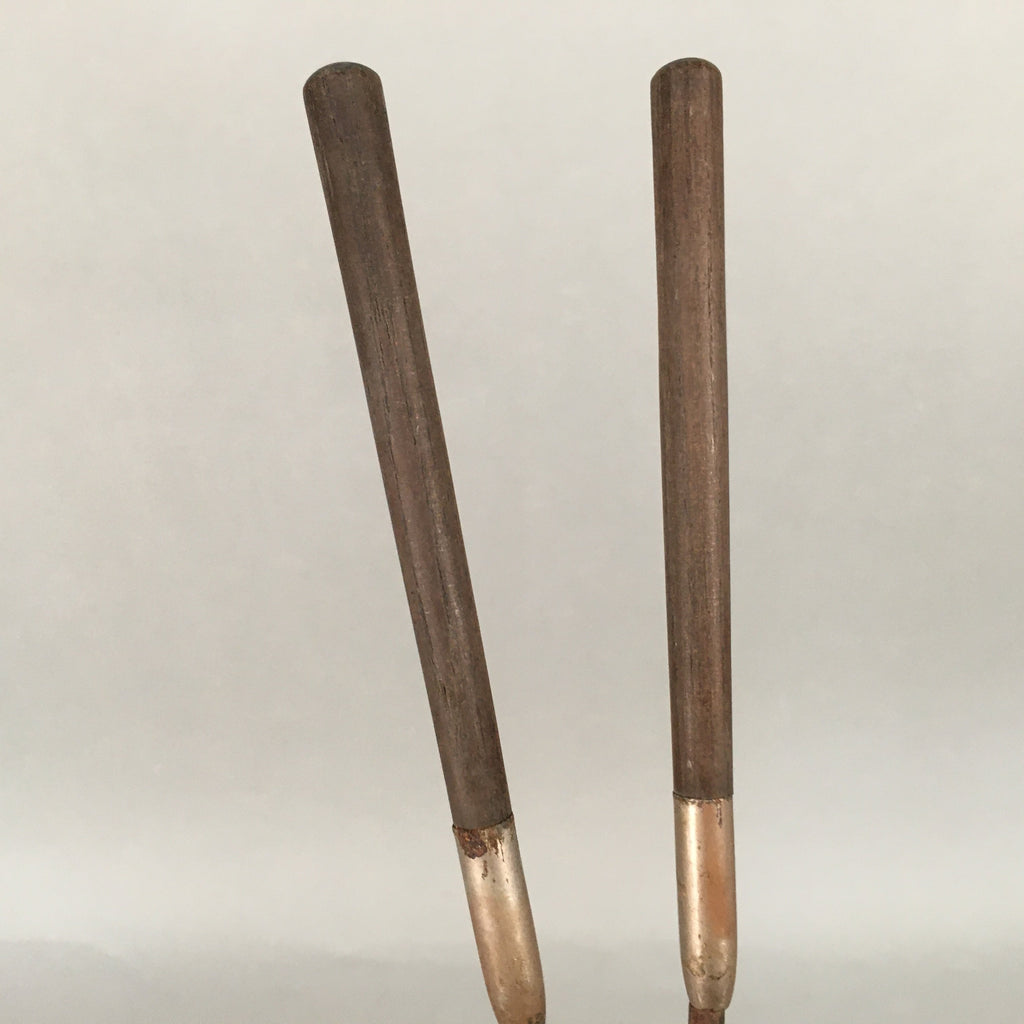 Japanese Metal Chopsticks Vtg Hibashi Charcoal Brazier Ash Pot Fire Pit JK183