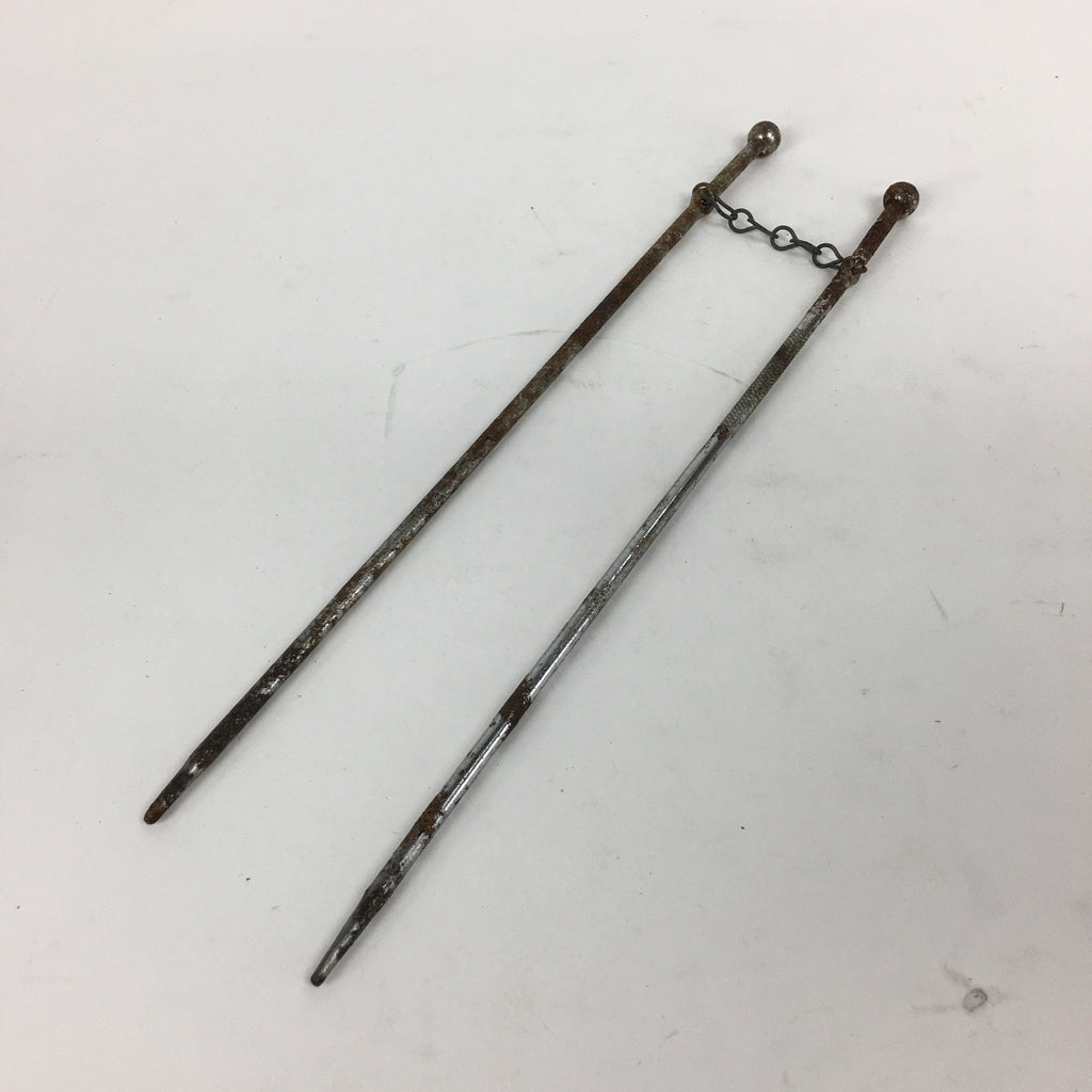 Japanese Metal Chopsticks Vtg Hibashi Charcoal Brazier Ash Pot Fire Pit JK243
