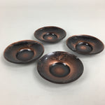 Japanese Metal Drink Coaster Saucer 4pc Set Vtg Copper Chataku Sansui Brown JK2