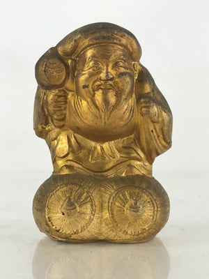 Japanese Metal Engraving Statue Gold Figurine Vtg 7 Lucky Gods 