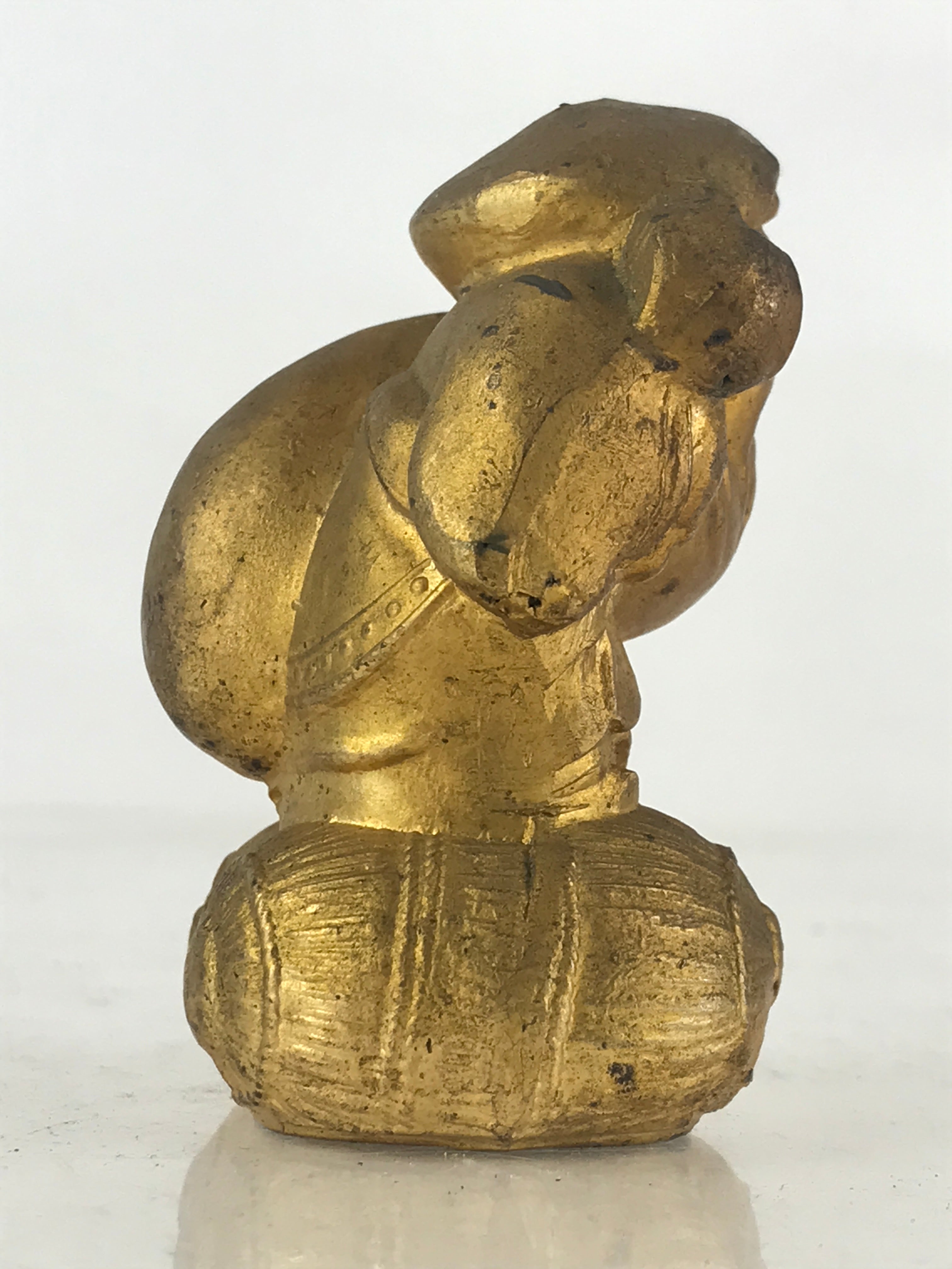 Japanese Metal Engraving Statue Gold Figurine Vtg 7 Lucky Gods Daikokuten BD863