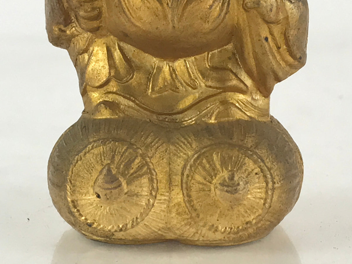 Japanese Metal Engraving Statue Gold Figurine Vtg 7 Lucky Gods Daikokuten BD863
