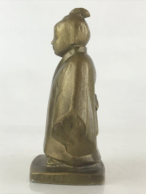 Japanese Metal Figurine Bronze Gold Child Mugadoji Vtg Engraving Statue BD859