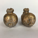 Japanese Metal Gold Rabbits Vtg Display Ornament Okimono Lacquered Board BD641