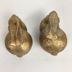 Japanese Metal Gold Rabbits Vtg Display Ornament Okimono Lacquered Board BD641