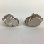 Japanese Metal Gold Rabbits Vtg Display Ornament Okimono Lacquered Board BD641