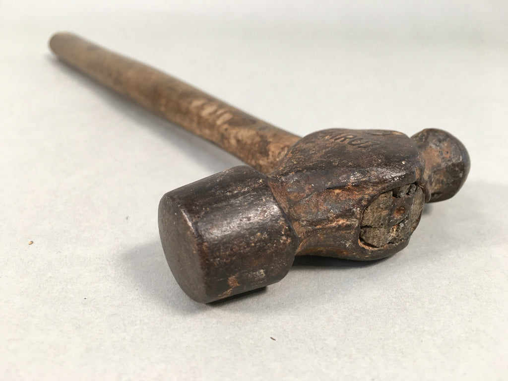 Japanese Metal Hammer Carpentry Vtg Woodworking Tool Iron Wood T166