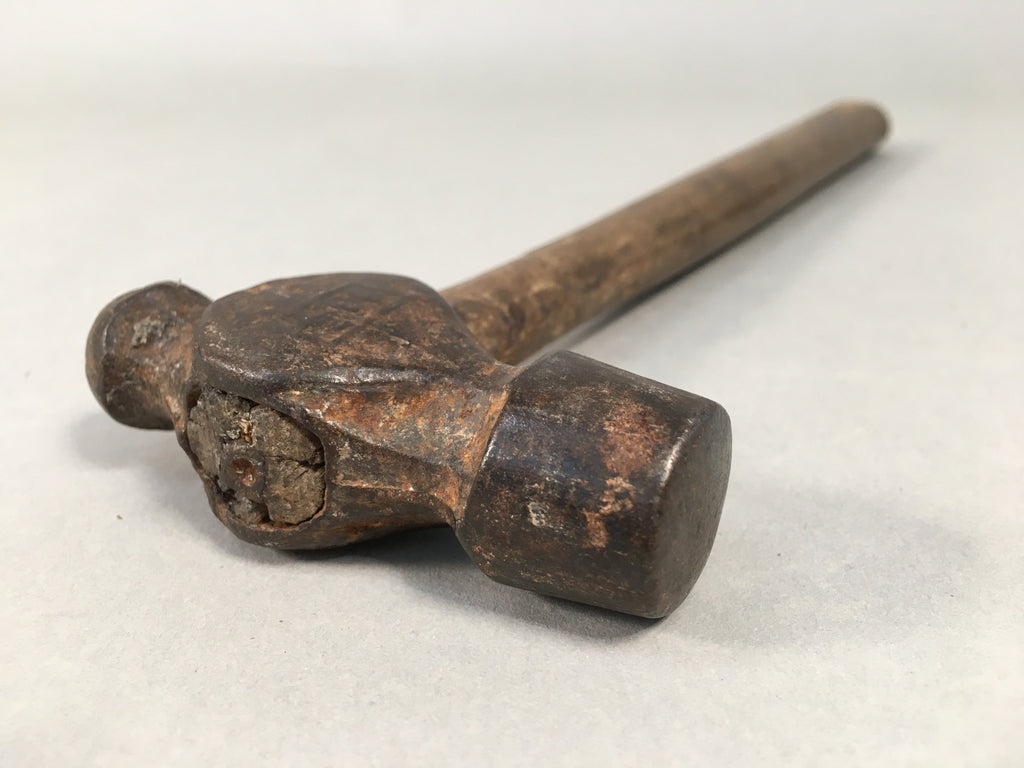 Japanese Metal Hammer Carpentry Vtg Woodworking Tool Iron Wood T166