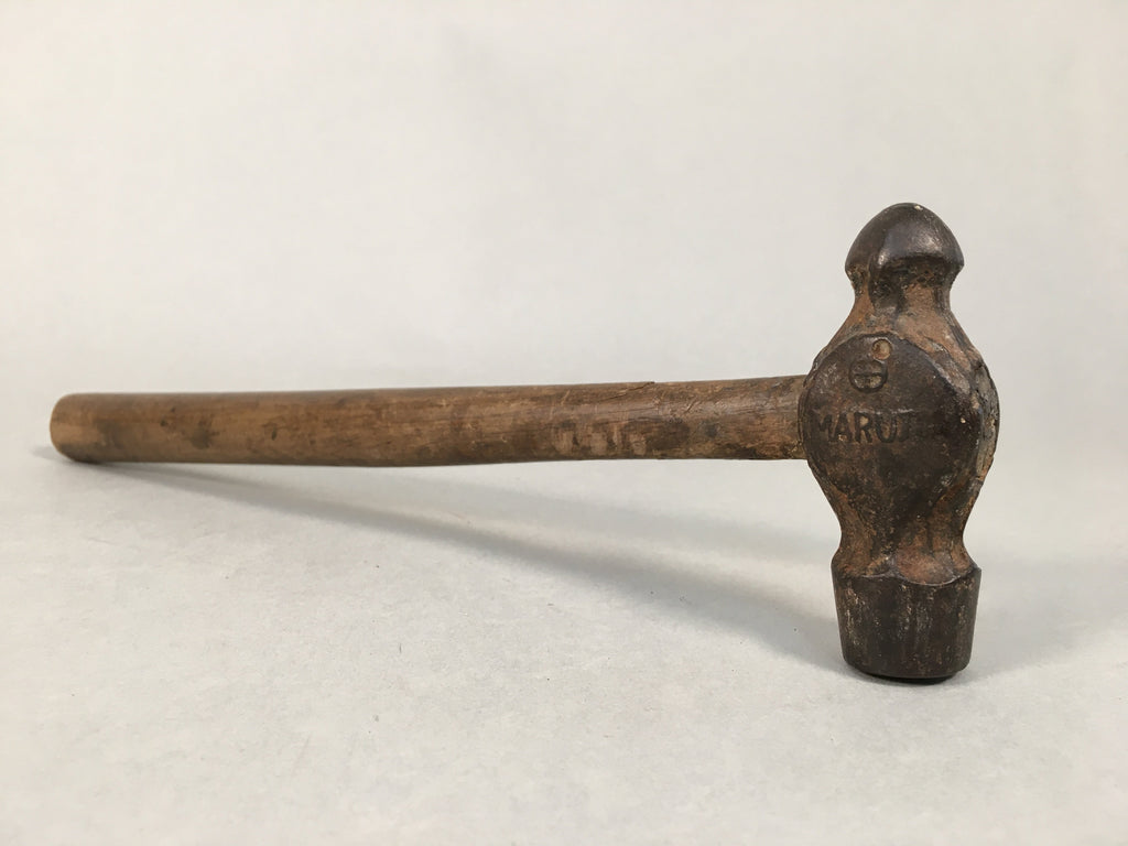 Japanese Metal Hammer Carpentry Vtg Woodworking Tool Iron Wood T166