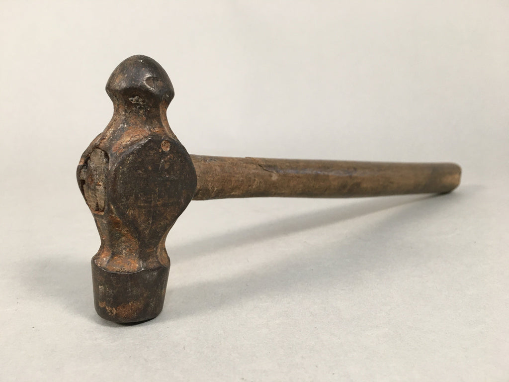 Japanese Metal Hammer Carpentry Vtg Woodworking Tool Iron Wood T166