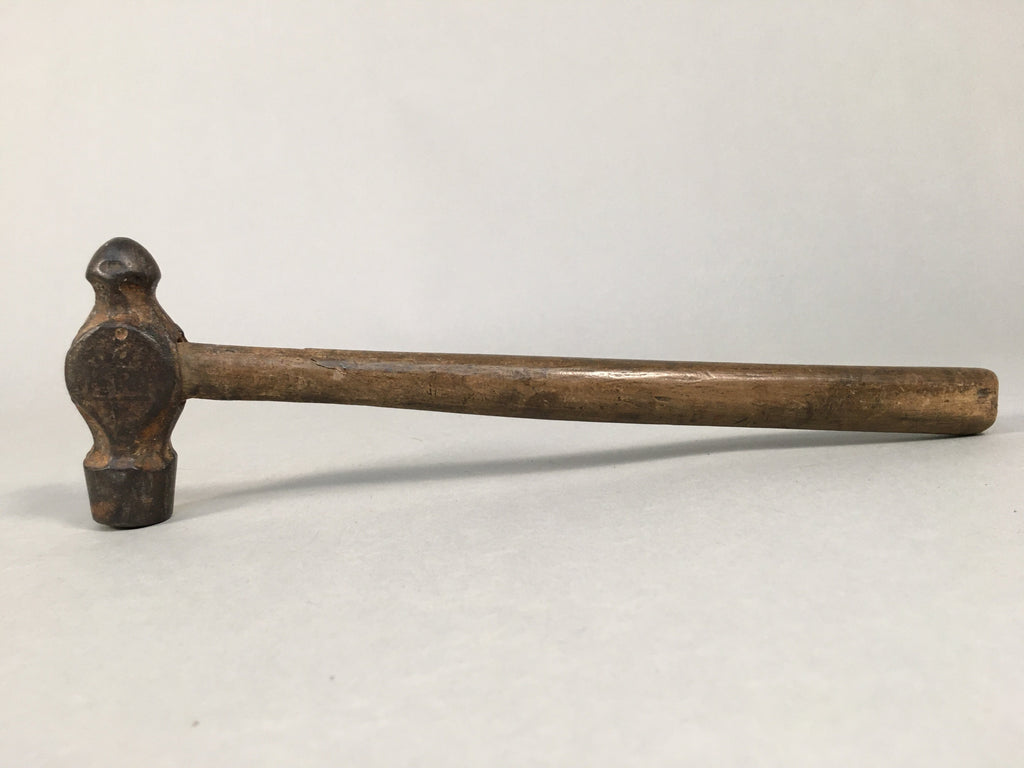 Japanese Metal Hammer Carpentry Vtg Woodworking Tool Iron Wood T166