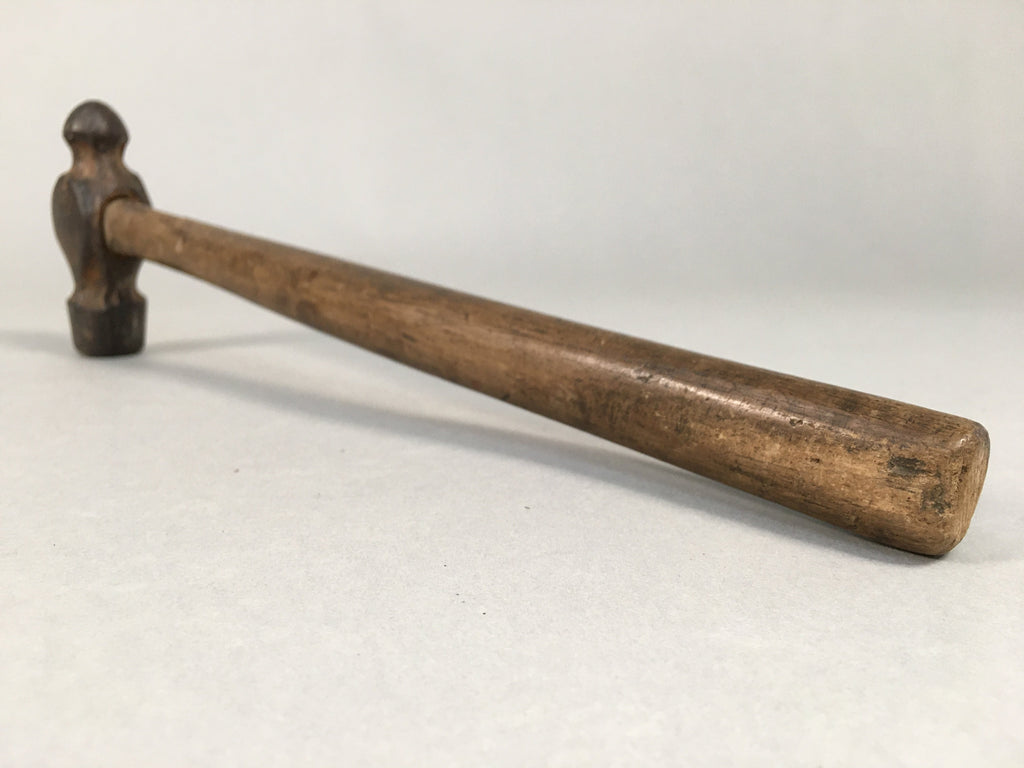 Japanese Metal Hammer Carpentry Vtg Woodworking Tool Iron Wood T166