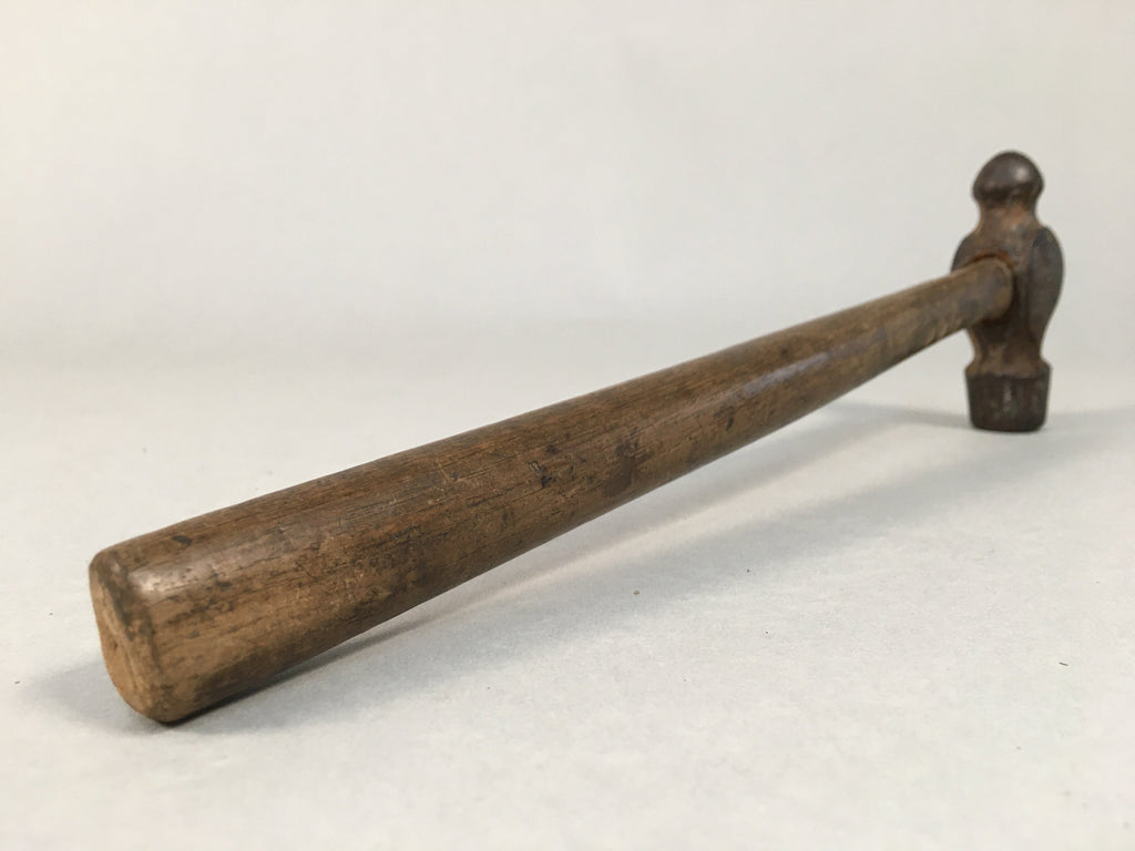 Japanese Metal Hammer Carpentry Vtg Woodworking Tool Iron Wood T166