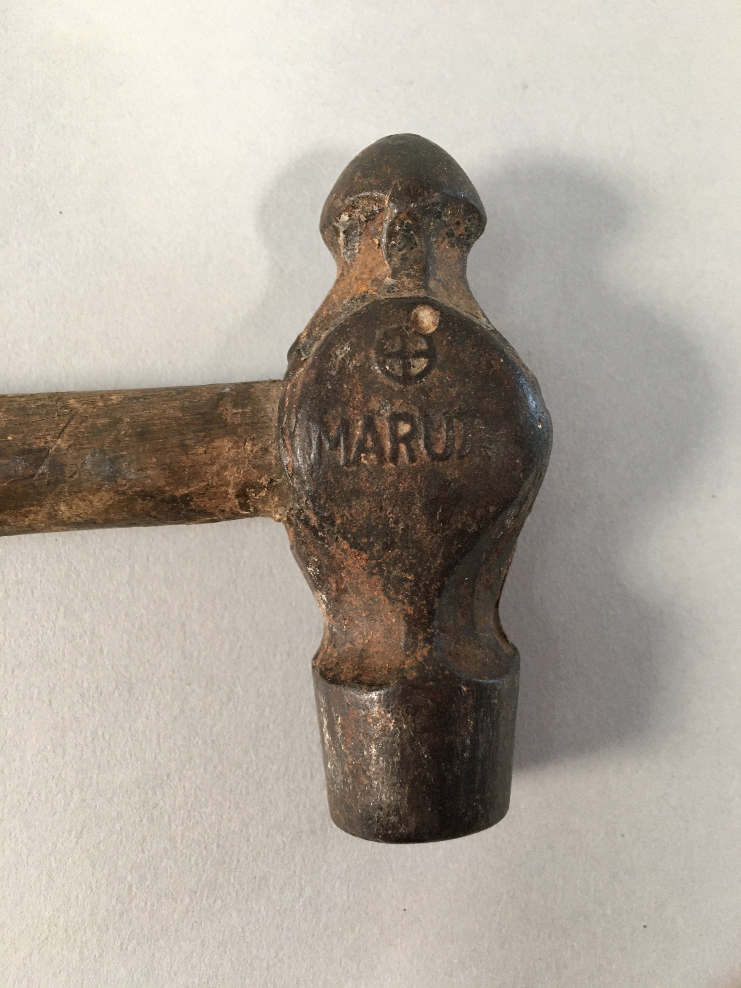 Japanese Metal Hammer Carpentry Vtg Woodworking Tool Iron Wood T166