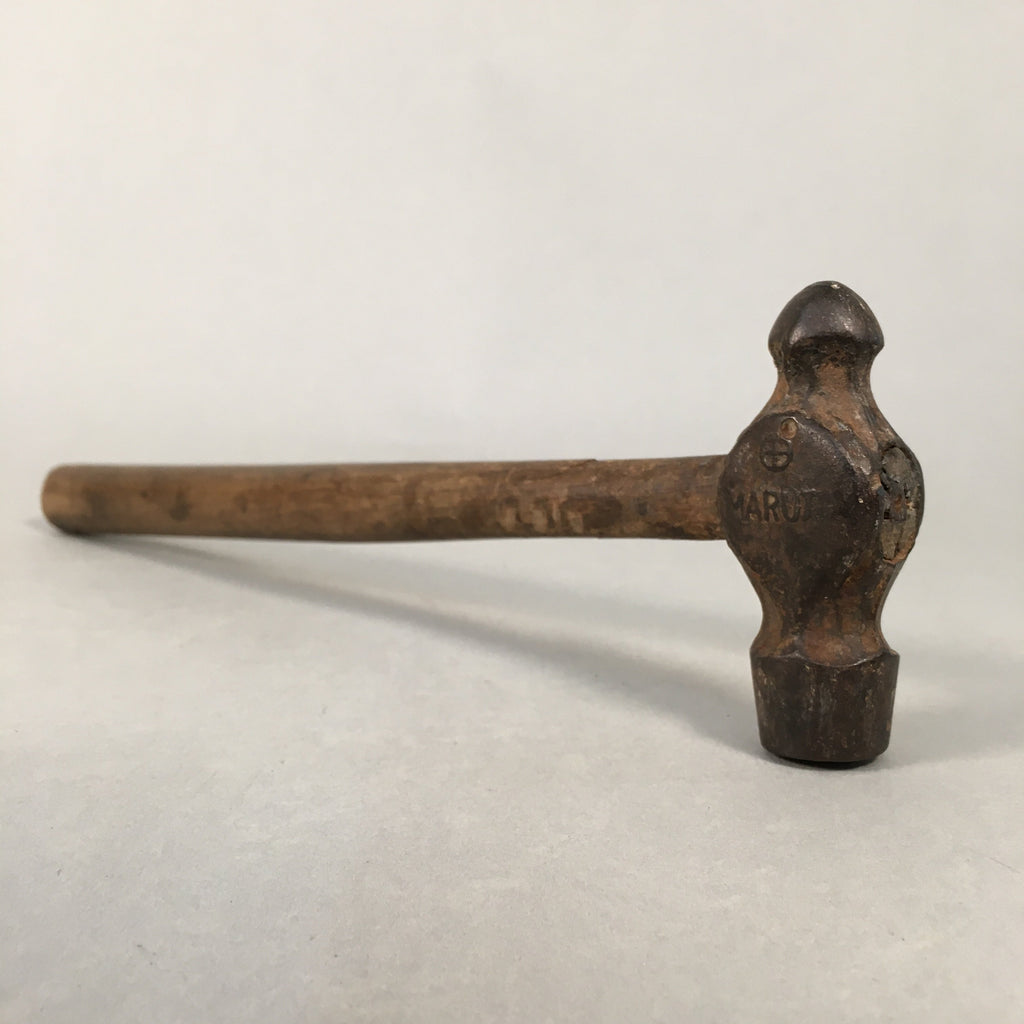 Japanese Metal Hammer Carpentry Vtg Woodworking Tool Iron Wood T166