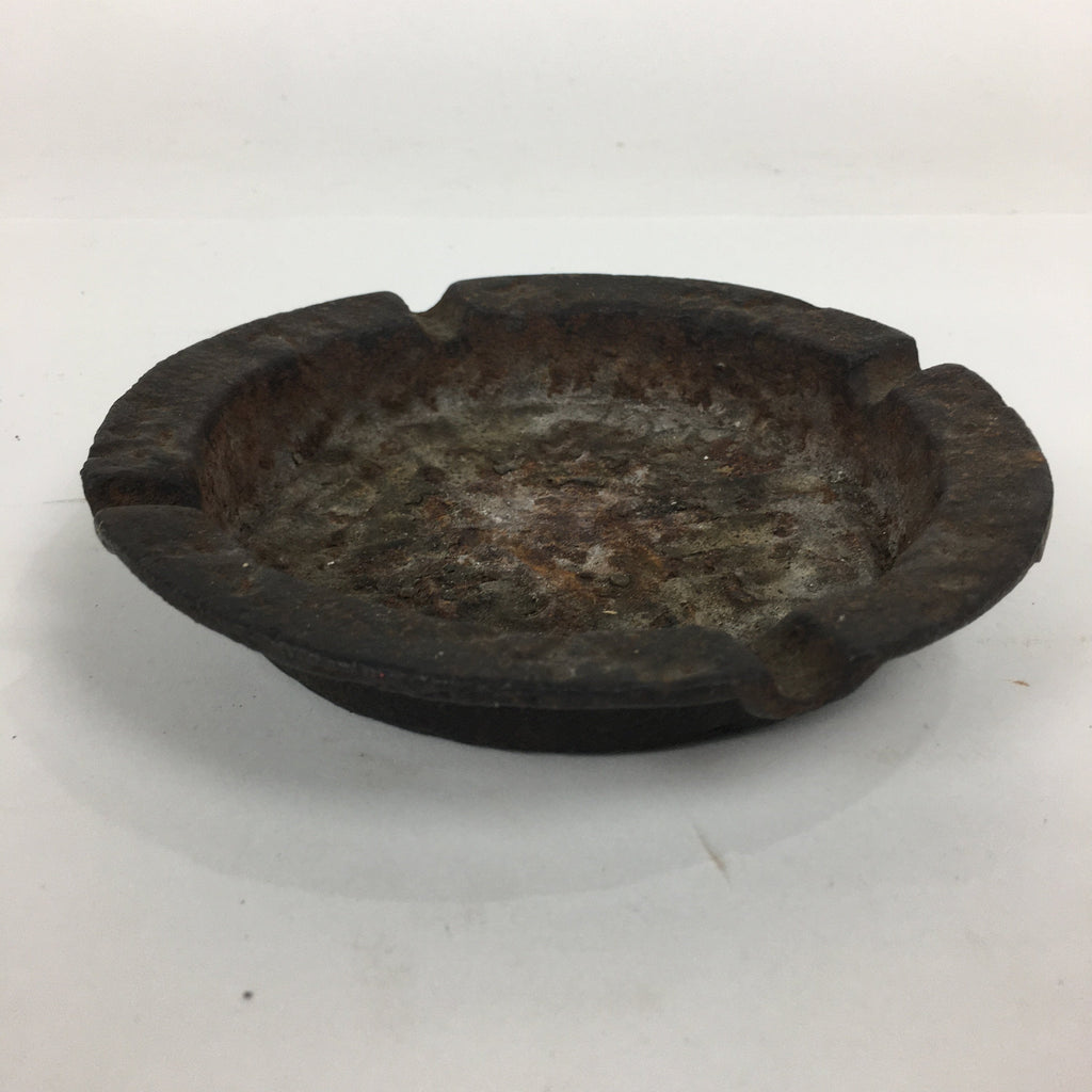 Japanese Metal Iron Ashtray Vtg Rustic Design Round Shaped Haizara JK241