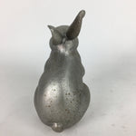 Japanese Metal Iron Rabbit Statue Vtg Display Ornament Silver Okimono BD670