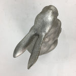 Japanese Metal Iron Rabbit Statue Vtg Display Ornament Silver Okimono BD670