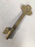 Japanese Metal Key Vtg C1930 Brass Gold 3 leaves JK12
