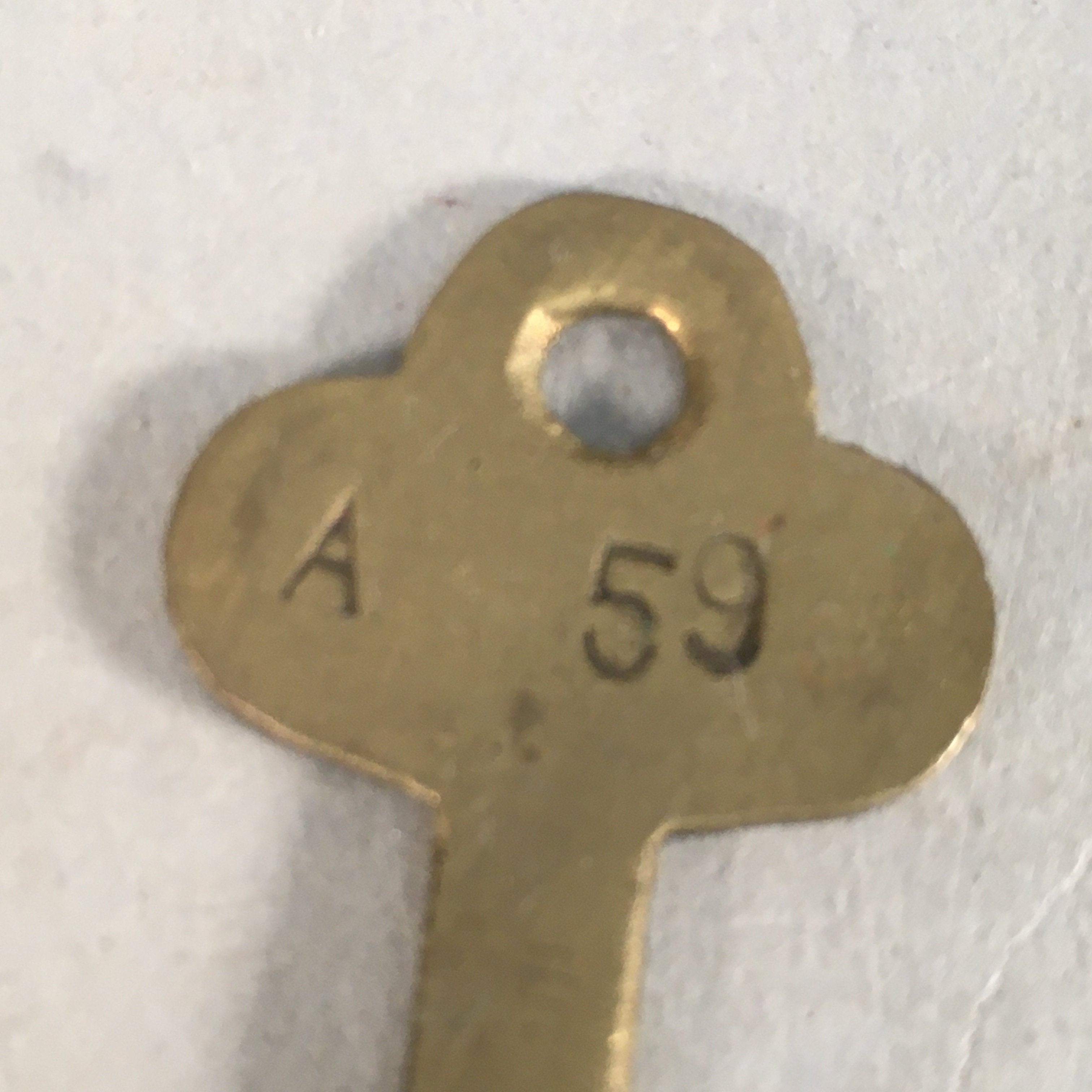 Japanese Metal Key Vtg C1930 Brass Gold 3 leaves JK12