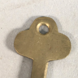 Japanese Metal Key Vtg C1930 Brass Gold 3 leaves JK12