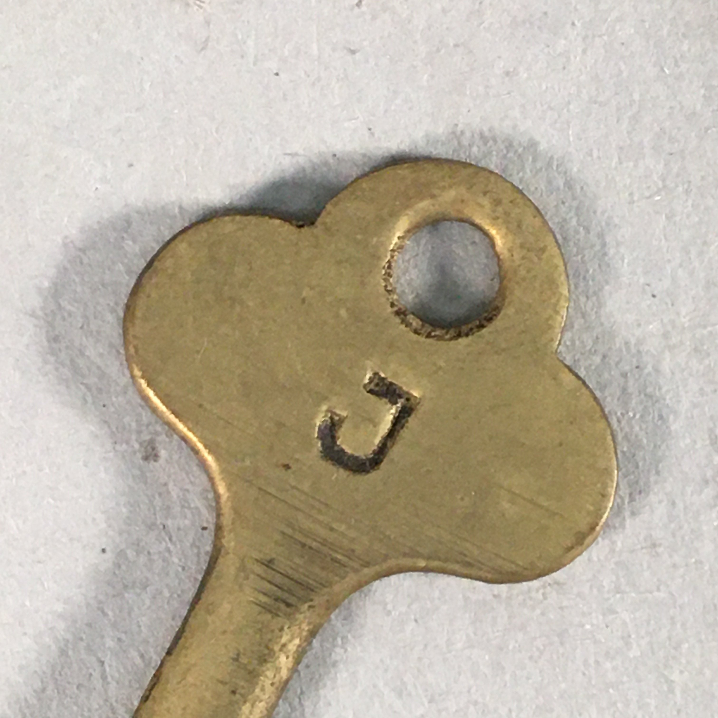 Japanese Metal Key Vtg C1930 Brass Gold 3 leaves JK28