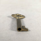 Japanese Metal Key Vtg C1930 Brass Gold 3 leaves JK30