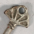 Japanese Metal Key Vtg C1930 Shell Hand-Fan Silver JK27