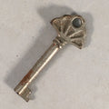 Japanese Metal Key Vtg C1930 Shell Hand-Fan Silver JK27