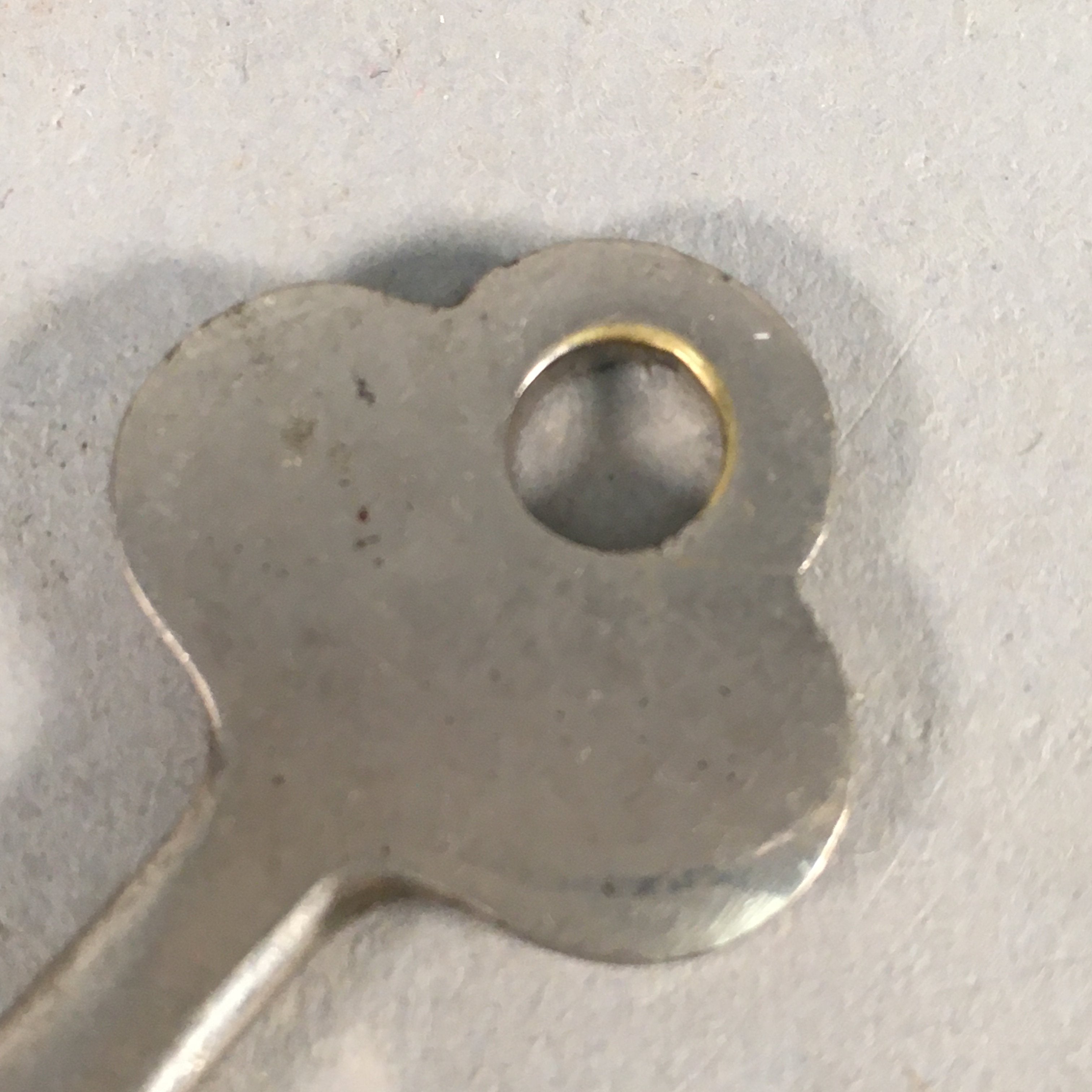 Japanese Metal Key Vtg C1930 Silver 3 leaves JK24