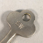 Japanese Metal Key Vtg C1930 Silver 3 leaves JK24