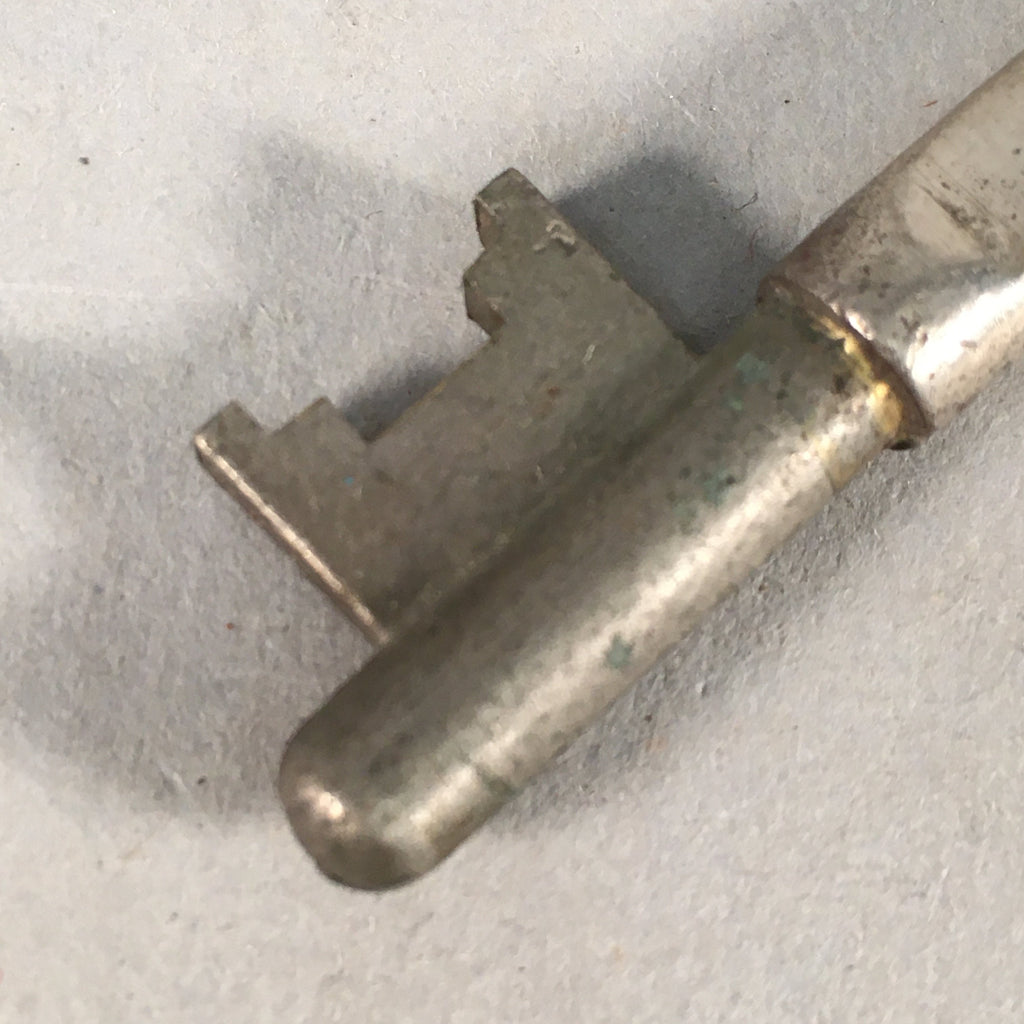 Japanese Metal Key Vtg C1930 Silver 3 leaves JK24