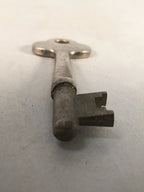 Japanese Metal Key Vtg C1930 Silver 3 leaves JK24