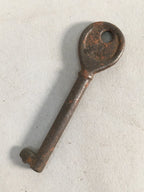 Japanese Metal Key Vtg Iron Lky Round C1930 Brown JK15