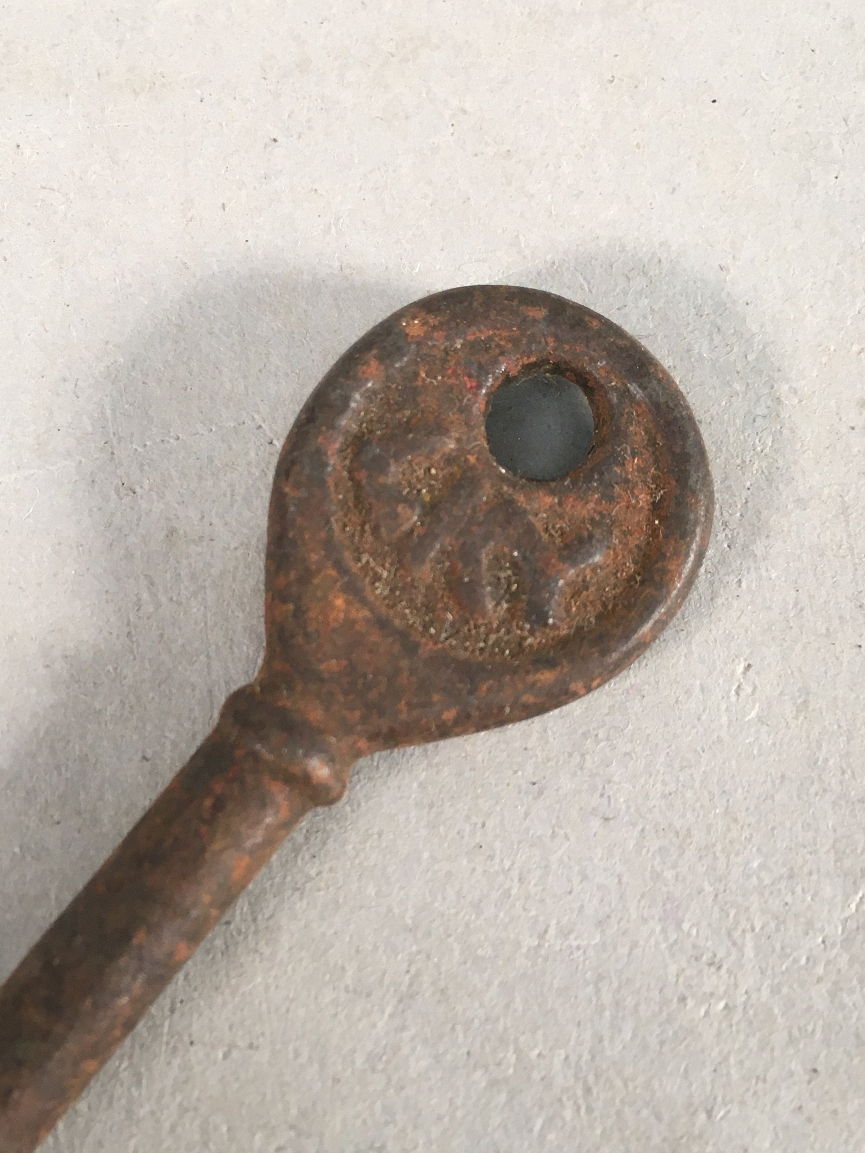Japanese Metal Key Vtg Iron Lky Round C1930 Brown JK15
