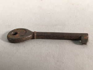 Japanese Metal Key Vtg Iron Lky Round C1930 Brown JK15